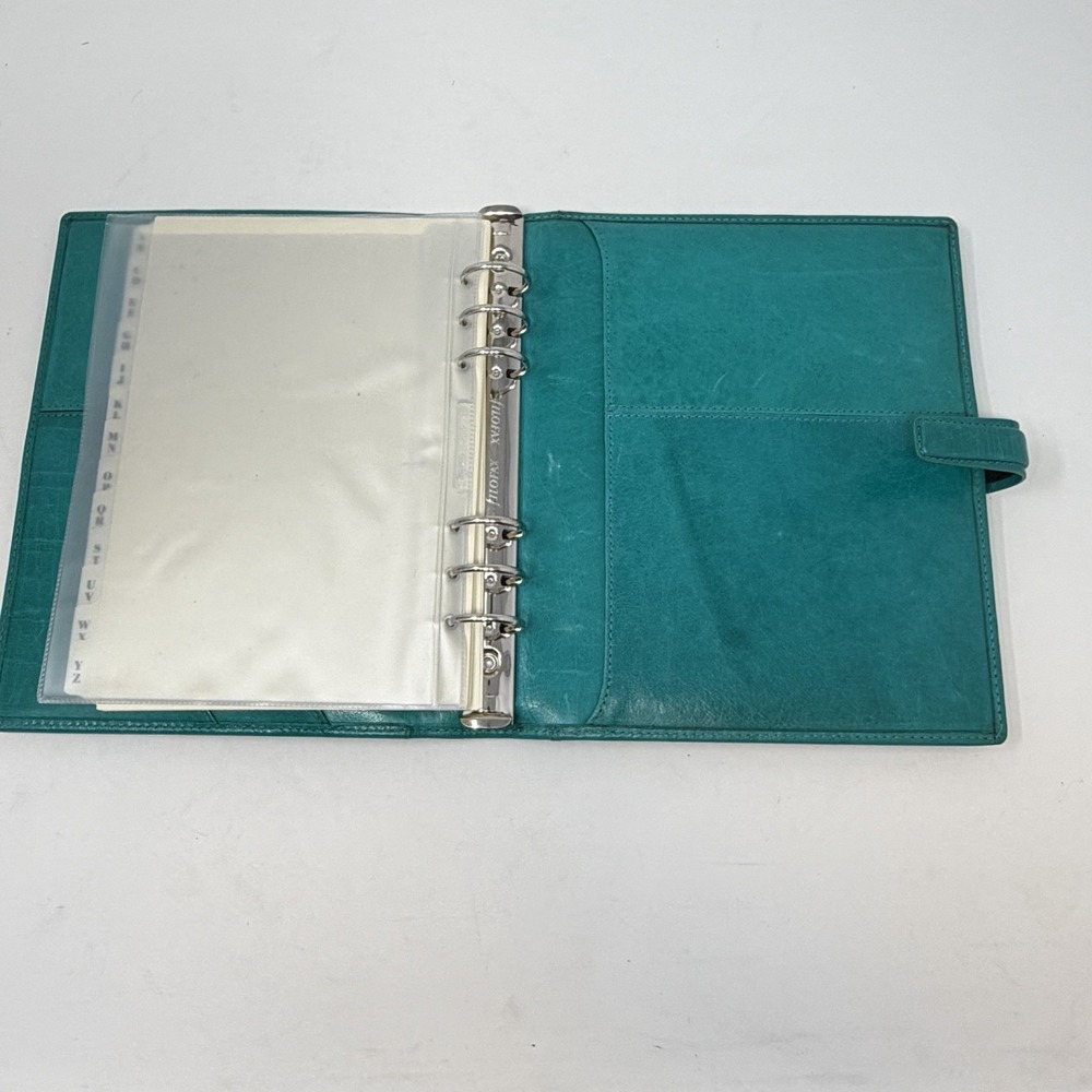 Filofax Lockwood A5 Organizer Teal Leather Planner Deluxe Zip Inserts - Picture 8 of 12